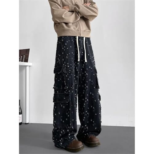 Men Jeans Wide Leg Denim Cargo Jean Pants Loose Straight Baggy Jeans4