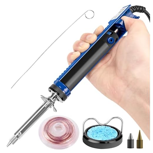 Desoldering Gun, Solder Sucker Desoldering Iron Electric Desoldering Tool with Desoldering Nozzles, Solder Wick, Soldering Tip and Cleaning Pin (Blue)