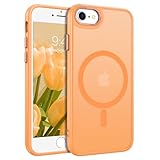 GUAGUA for iPhone SE 2022/2020 Case, Magnetic Phone Case for iPhone 6/6S/7/8, Compatible with MagSafe Translucent Skin Feeling Shockproof Case Cover iPhone SE 3rd/2nd 4.7'' for Men Women Gifts, Orange