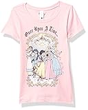 Disney - Princess/Frozen Disney Vintage Princess Group Girl\'s Solid Crew Tee, Light Pink, X-Small