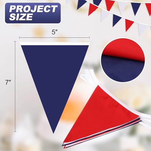 Image of SAPPHIRESKY Red White and Blue Patriotic Pennant Banner Garland, for Fourth of July, USA Independence Day, Memorial Day,Veterans Day,Graduation Decorations