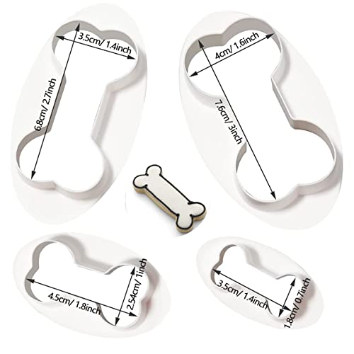 Dog Bone Cookie Cutters, Bone Shape Cookie Cutters 4 Pcs/Set, Dog Treats Cookie Cutter, Homemade Dog Biscuit Treats Cutters Plastic Different Sizes Mini Small Medium Big #TOP3