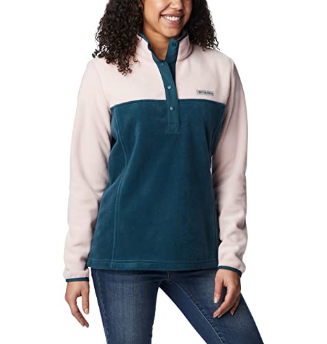 Image of Columbia Womens Benton Springs Half Snap II Pull Over Fleece Jacket, Dark Stone /Canoe /Vintage Blue, 3X