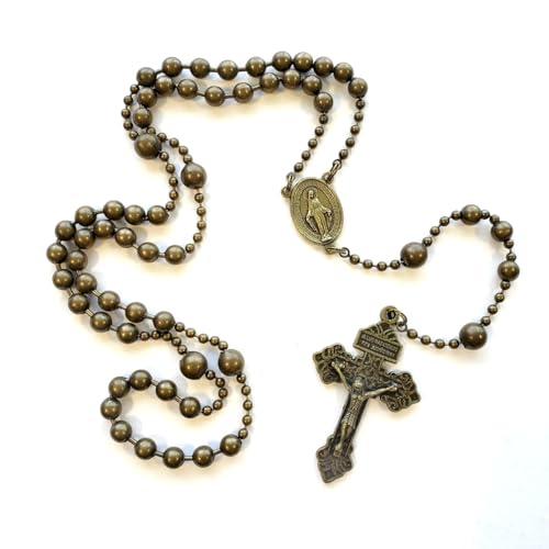 WWI Battle Beads Combat Style Rosary in Brass Finish - WWI Battle Beads Military design Rosary handmade in Texas Strong Catholic Gifts