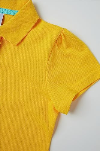 Image of Mud Kingdom Girls Short Sleeve Ruffle Pique Polo Uniform Top Stretch Lightweight