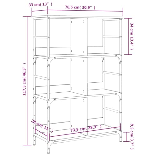 Estantería de madera roble ahumado de 78,5x33x117,5 cm para libros y hogar 3