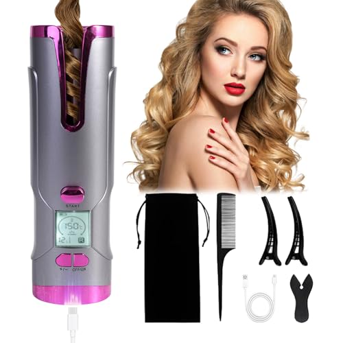 Automatic Rotating Cordless Curling Iron, Ceramic Long...