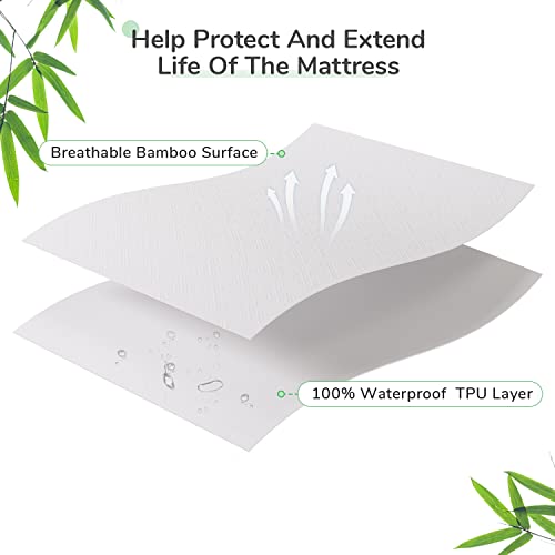 Image of Novilla Waterproof Crib Mattress Protector 52 inch X 28 inch Breathable Fabric Mattress Cover, Baby Mattress Protector Fits Crib Bed Up to 9 inch, Washable & Noiseless, White (AC-NV0MP803-C)
