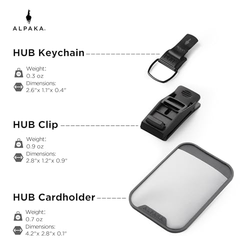 ALPAKA HUB Cardholder - Waterproof and Versatile Card Wallet - Front Pocket for ID Tag or Transport Card - Back Pocket Holds 2 to 4 Cards - Includes HUB Clip3