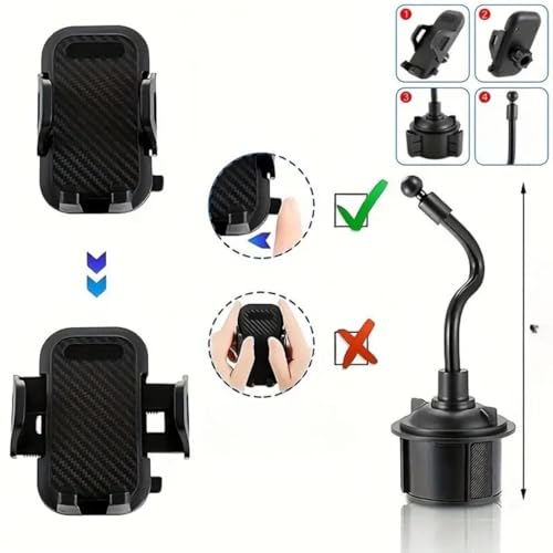 Suporte para celular com encaixe no porta-copos, ajustável, rotativo 360°, base do porta copos ajust