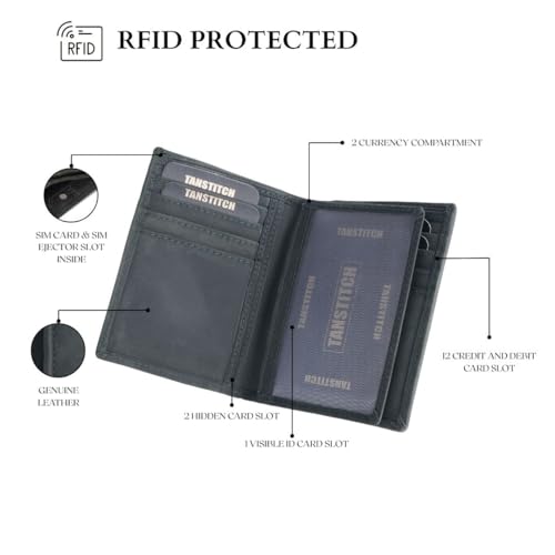 Image of TANSTITCH Slim Leather Wallet || Regular Minimalist &Thin Wallet || RFID Protected || 16 Card Slot (Green Hunter)