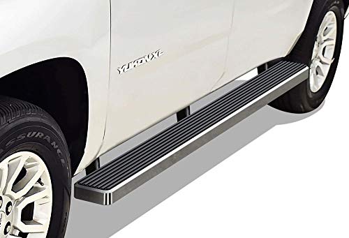 APS Running Boards (Side Bars Side Steps Step Bars) Compatible with Chevy Tahoe GMC Yukon 2000-2020 4Dr (Exclude Z71 Denali Yukon XL) (Silver 5in 304 Stainless Steel)