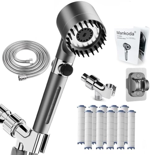 Filtered Shower Head with Handheld & High Pressure - Ion Drops Shower Head with 75' Stainless Hose...