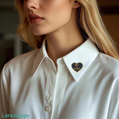Image of Enamel Pin,She Is Fierce Lapel Pin,Black Heart Brooch,Girls Power Feminist Badge,Inspirational Empowerment Fashion Jewelry,Gift For Girl Women Teen Friend Clothing Decoration DIY Decor