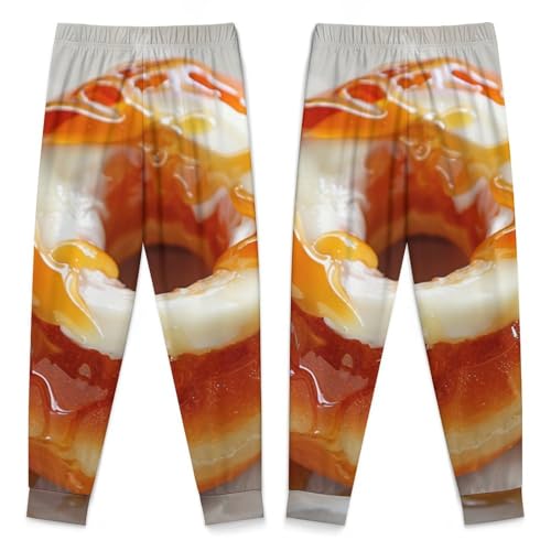 Cheese-Doughnut FoodChildren's Pajama Set Round Neck Long Sleeve Top + Pants Two-piece Set120CM4