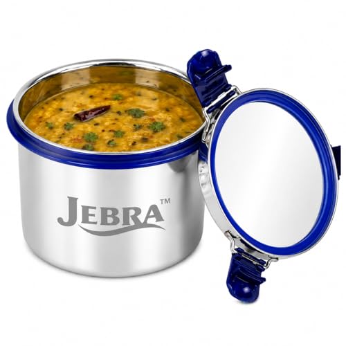 Image of Stainless Steel Lunch Box with Airtight Leakproof Lid,Easy to Clean Tiffin Box for Office,School & Kids,Navy Blue,Set of 1 (600ML) Tall