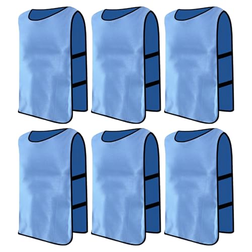 6 Piezas Petos Futbol Adultos, Sports Petos de Entrenamiento, Chaleco de Entrenamiento Petos Futbo, Baloncesto, Rugby, Tamaño xl, Petos Deportivos Transpirables, Chaleco Deportivo (Cielo azul)