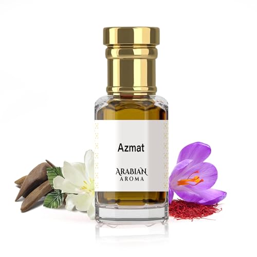 Image of Arabian Aroma Azmat Attar | Saffron & Oud Fragrance with Musk Base | Attar for Men Long Lasting Smell | Oil-Based Alcohol Free Ittar | 100% Perfume for Men | Roll On Itra | (6ml)