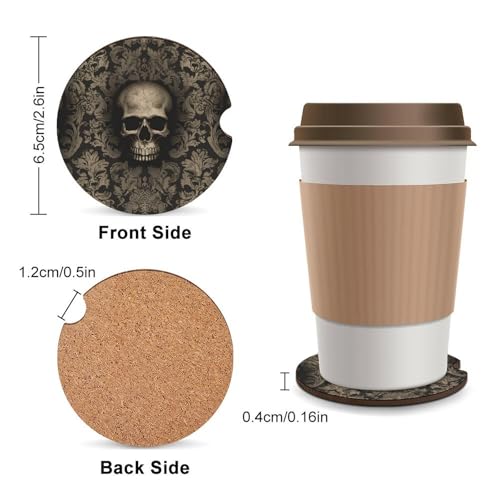 Portavasos de Madera con Diseño Calavera, 2 Piezas miniatura 2