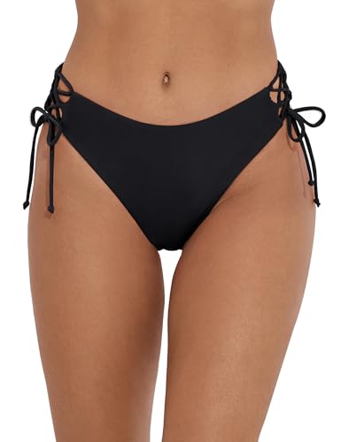 Bonneuitbebe Women's Tie Side Bikini Bottom Cheeky Brazilian Swimwear Bottom with Minimal Coverage2