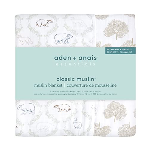Image of aden + anais Essentials Dream Blanket, Muslin Baby Blankets for Girls & Boys, Ideal Lightweight Newborn Nursery & Crib Blanket, Harmony
