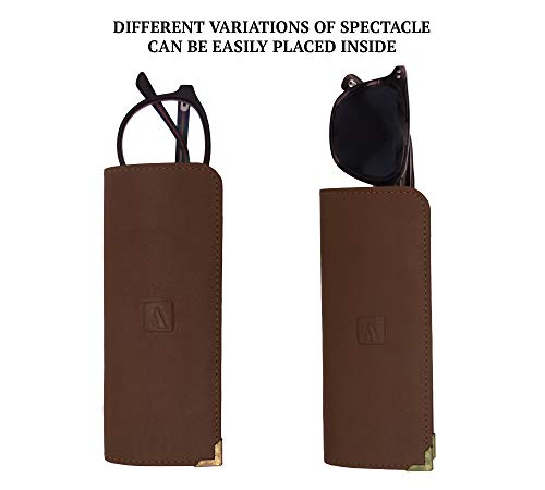 Image of Adamis Full Grain Genuine Leather Spectacles Soft Shell Case for Men and Women