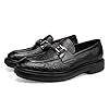 Classic Men Genuine Leather Dress Shoes Fashion Ostrich Pattern with Buckle Business Penny Loafer Party Driving Shoes for Mens