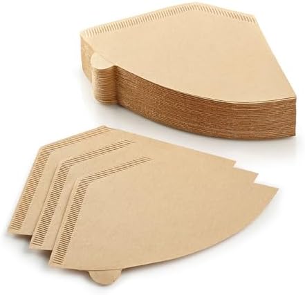 100 Count Unbleached #4 Cone Coffee Filters - 8-12 Cup Natural Brown Paper Filters