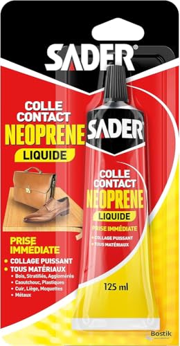 Sader Colle Contact Néoprène Liquide – Colle Extra Forte Tous Matériaux – Prise Immédiate – Idéale pour Surfaces Horizontales – Applicable au...