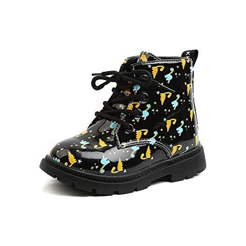 Komfyea Boys and Girls Casual Lace Up Zipper Outdoor Ankle Boots(Toddler/Little Kids) Black Size: 5 Toddler Cover
