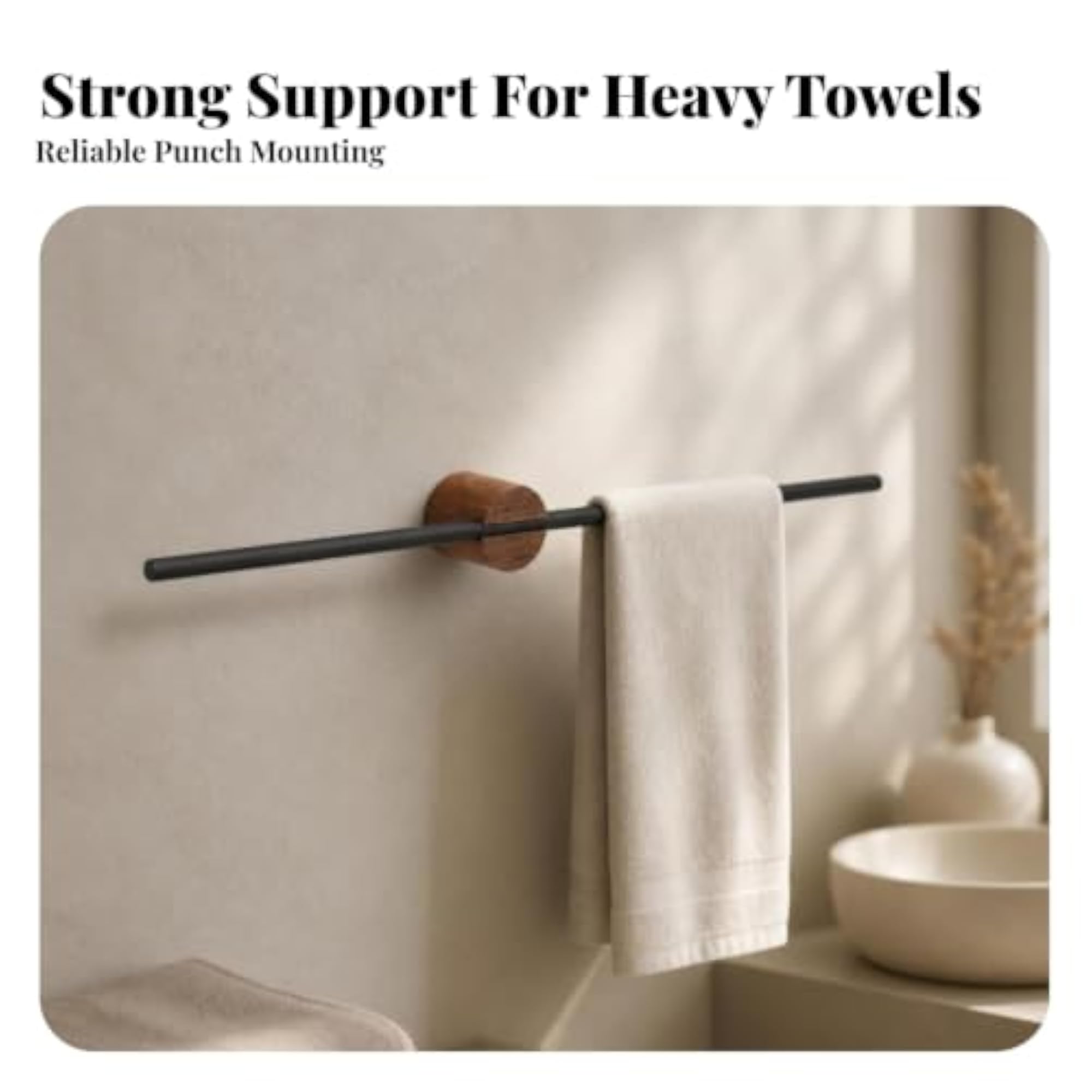 Modern Towel Bar with Wooden Base