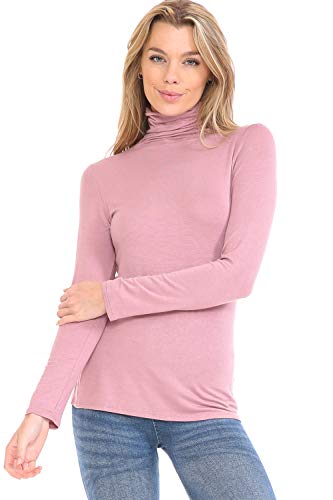 Image of Women's Lightweight Long Sleeve Turtleneck Top Pullover Sweater (S-3XL)