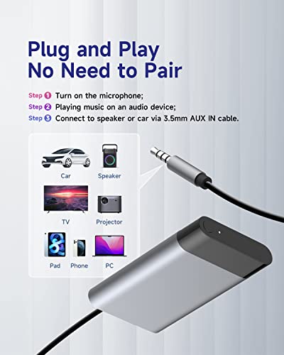 Puremic Uhf Wireless Microphone System, Wireless Karaoke Microphone With Bluetooth Rechargeable Receiver, Cordless Microphone, Car Microphone For Singing, Meeting, Speaker, Karaoke Machine - Q1Pro #TOP2