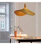 Handmade Cane Rattan Wicker Hanging Lampshade Umbrella shape Cane bamboo Ceiling Lamp