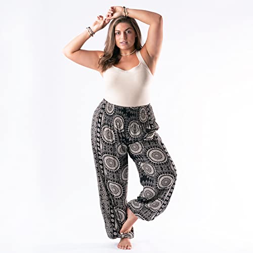 Image of Lotus and Luna Women's Harem Pants Thai Pants for Beach & Lounge High Waisted Flowy Boho Pants Genie Pants Yoga Pants