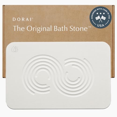 Dorai Home Stone Bath Mat - Premium Diatomaceous Earth Bath Floor Mats with Non-Slip Base, Fast-Drying Modern Shower Mat for Bathroom | Zen Sandstone - 23.6'x15.4'