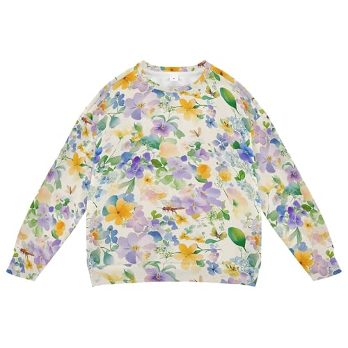 JUNZAN Beauty Spring Flowers Violet Dragonfly Kids Boys Sweatshirts Hoodies Long Sleeve Kids Pullover Hoodie Athletic 4T