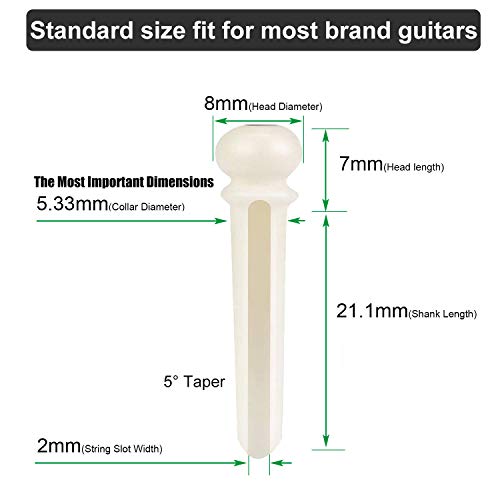 image for Vencetmat Unbleached Acoustic Guitar Bridge Pins,Made of Real Bones,In