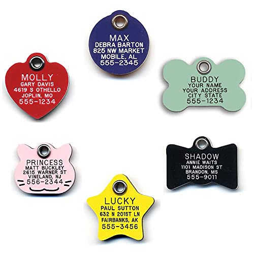 Durable Plastic Pet Id Tag, Outlasts Cheap Aluminum Tags For The Same Price, Custom Engraved, Large Black Bone #TOP1