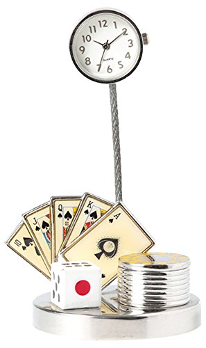 ミニチュアクロックコレクションミニチュア置時計 カジノ トランプ シルバー 銀 C3510