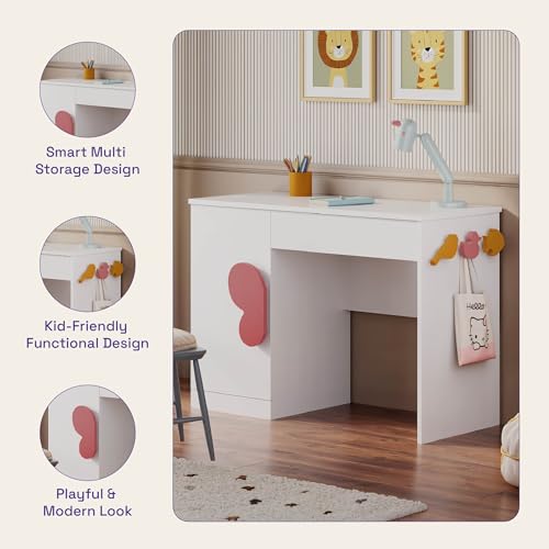 Image of Wakefit Moppin Engineered Wood Study Table - Frosty White Finish