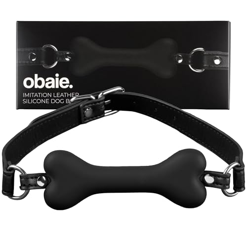 obaie Hundeknochen-Knebel aus Kunstleder - BDSM Spielzeug Gag Ball Sex - BDSM Knebel für Bondage - Mundknebel für Frauen, Männer und Paare - Mouth Gag - Silikon Knebel - Schwarz