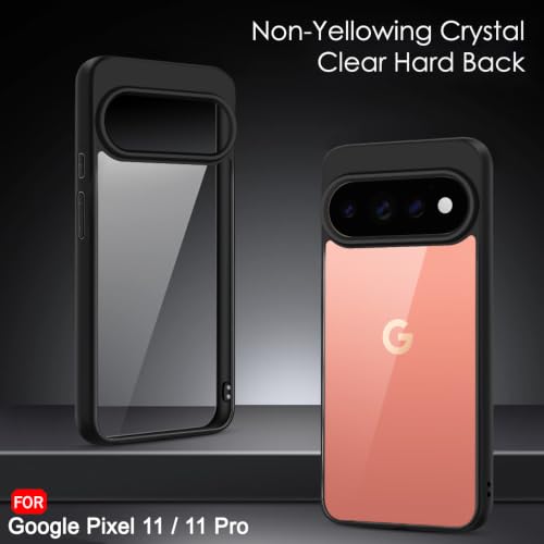 Image of TheGiftKart Ultra-Hybrid Shockproof Back Cover Case for Google Pixel 11 / Pixel 11 Pro | Camera Protection Bump | Hard Cover Case for Pixel 11 /11 Pro (PC & TPU, Transparent Clear Back, Black Sides)