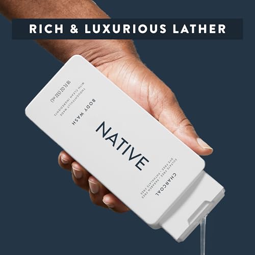 Image of Native Body Wash Contains Naturally Derived Ingredients | For Women & Men, Sulfate, Dye, & Paraben Free Leaving Skin Soft and Hydrated | Charcoal 18 oz