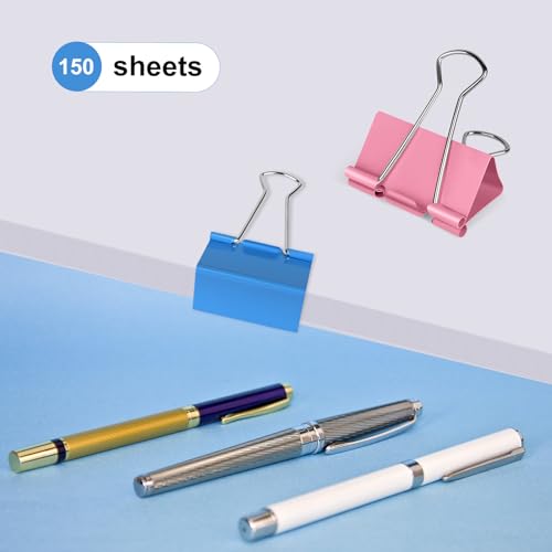 Image of Ufmarine Large Binder Clips 1.6 inch Length, (40 Pcs) Colorful Paper Clips Large for Office