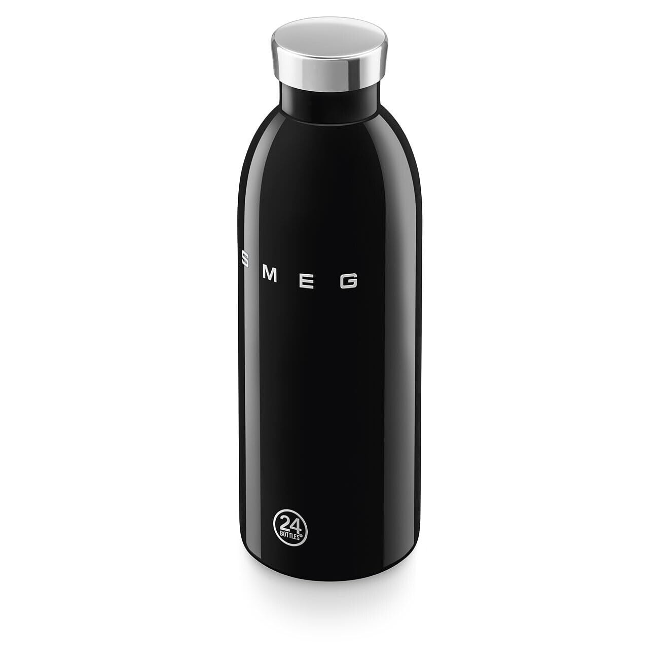 Smeg x 24Bottles Clima Bottle, 500 ml Isolierte Edelstahl Trinkflasche WBF01BL, Doppelwandige Isolierung und Luftdichter Verschluss, 24h Kalt & 12h Heiß, Schwarz