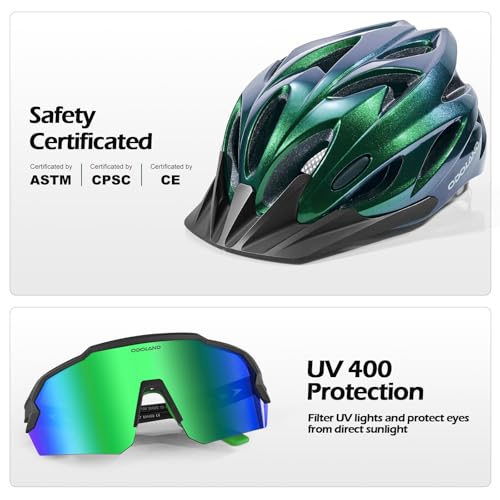 Image of Odoland Adult Bike Helmet with Cycling Sunglasses Set for Men & Women