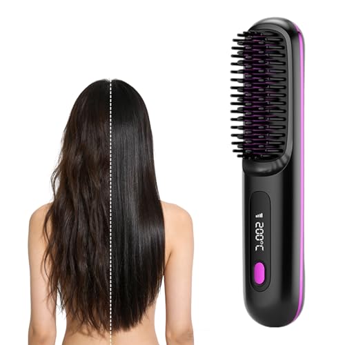 mini Hair Straightener for Short Hair - 2026 Upgraded Cordless,Portable Straightener Brushs for...