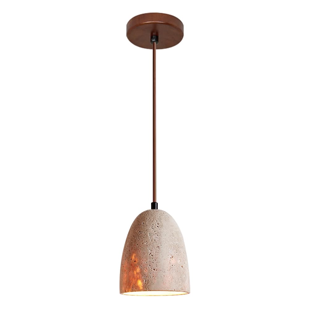 KBUUKYYXouy Vintage Farmhouse Style Pendant Light, Natural Yellow Travertine Chandelier, E26 Source Adjustable Height Hanging Lamp, Restaurant Bedroom Living Room Decoration Fixtures