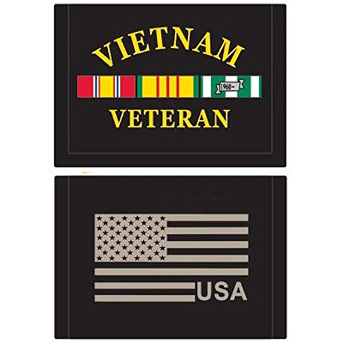 Vietnam Wallet - Vietnam Veteran Services, Usa Flag - Embroidered Logo Heavy Duty Trifold Nylon Wallet - 3.5" X 5" #TOP3